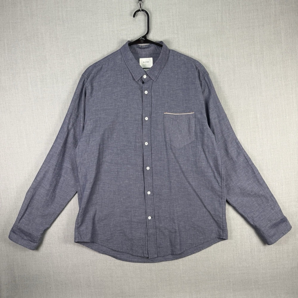Billy Reid Shirt Men's Size Large Standard Fit Button Down Chambray Linen Blend